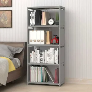 4-tier Bookcase  Light Gray Waterproof High Load-bearing Capacity