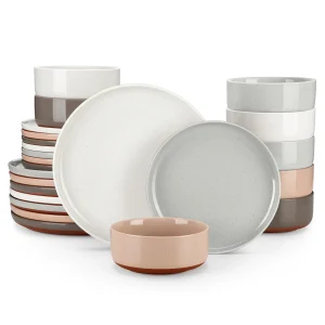 Dinnerware Set Curved Edge Sesame Glaze Stoneware