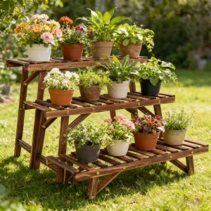 3 Tier Wood Plant Stand Vertical